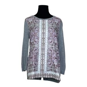 41 Hawthorn front floral panel long sleeves blouse size Small